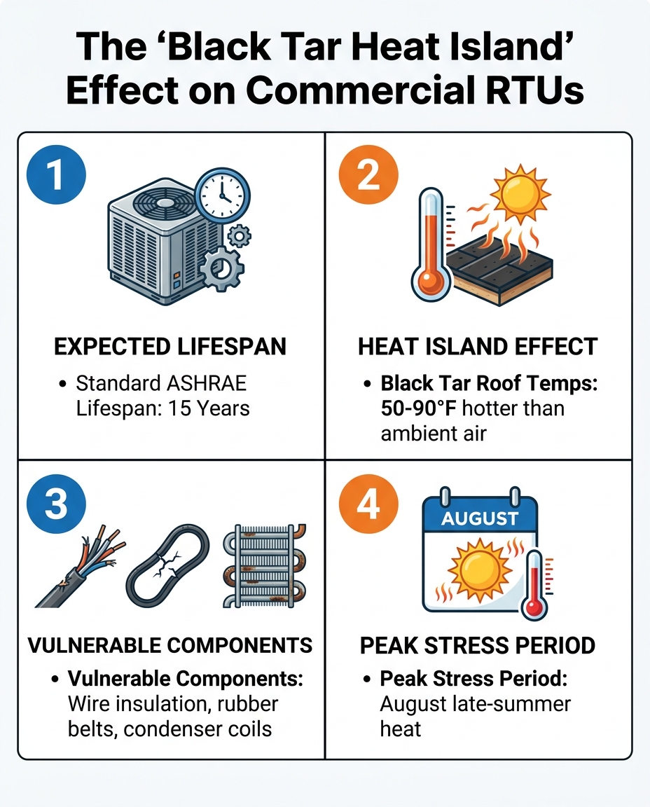 The 'Black Tar Heat Island' Effect on Commercial RTUs