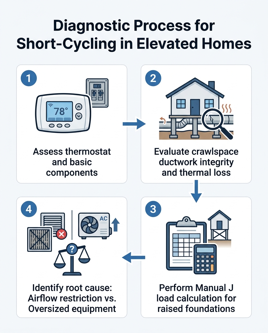 Diagnostic Process for Short-Cycling in Elevated Homes