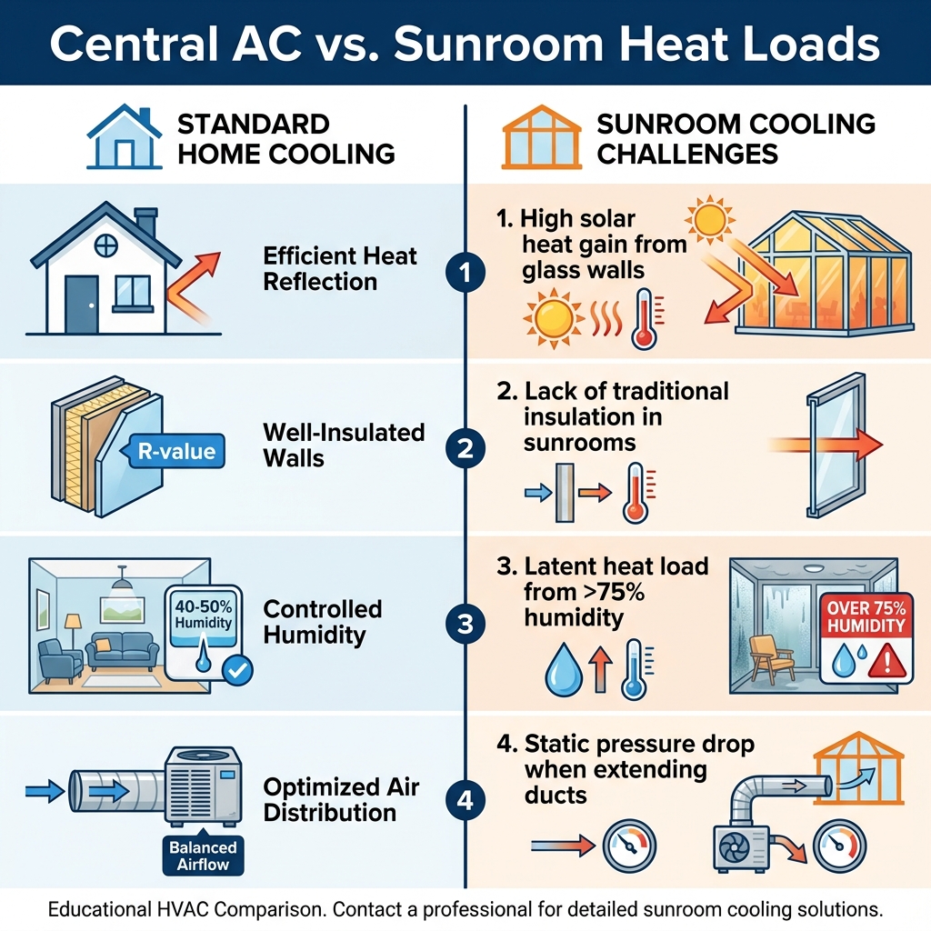 Central AC vs. Sunroom Heat Loads