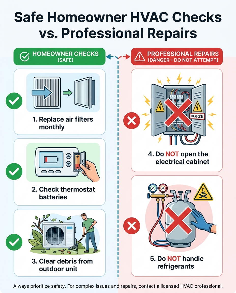 Safe Homeowner HVAC Checks vs. Professional Repairs