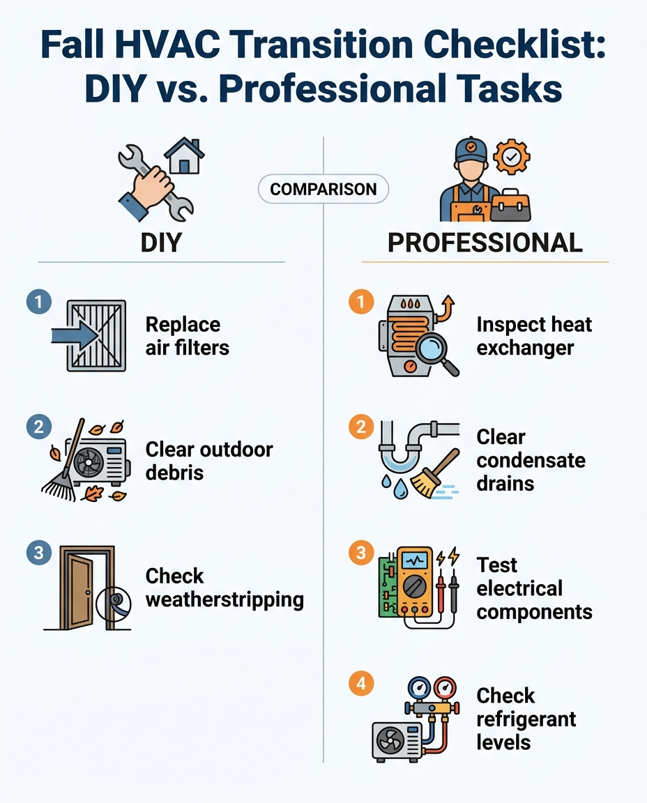Fall HVAC Transition Checklist: DIY vs. Professional Tasks