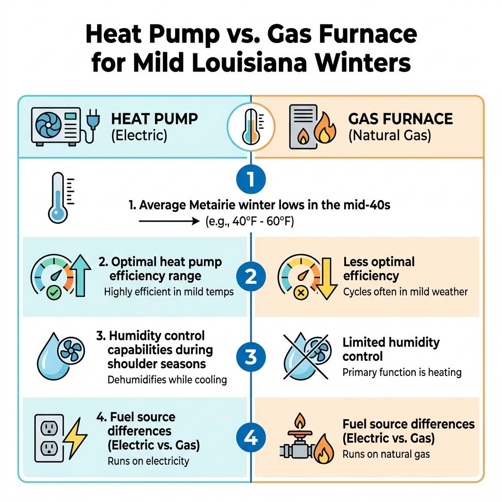 Heat Pump vs. Gas Furnace for Mild Louisiana Winters