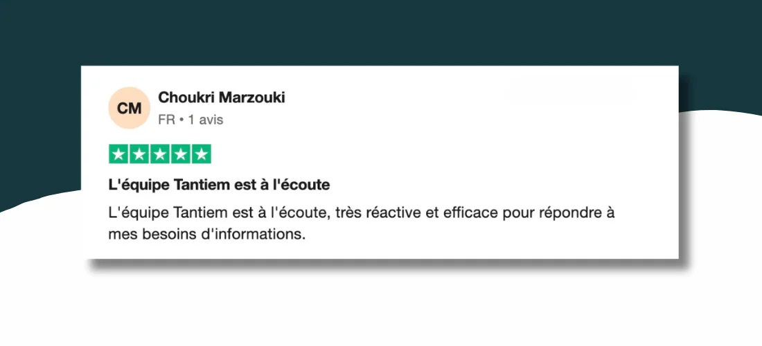 Avis positif d'un utilisateur tantiem