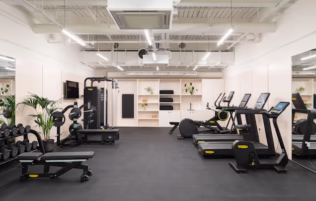 A photo of LABS private gym, free weights and treadmills