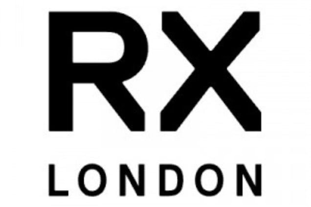 The RX London logo, showing large black "RX" letters above the word "LONDON" in a spaced font.
