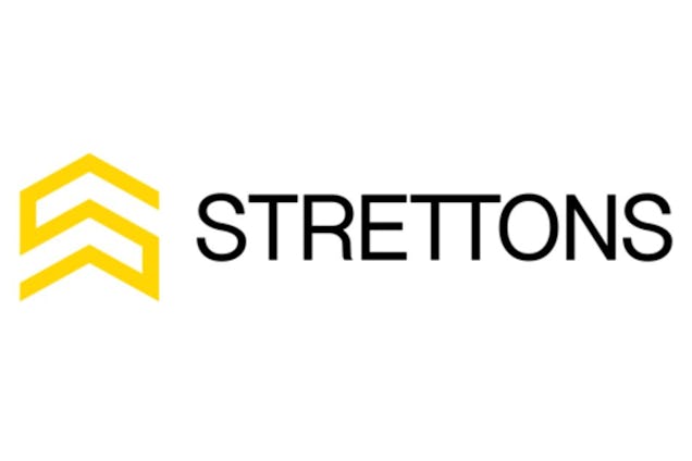 Strettons logo featuring a yellow geometric "S" emblem next to the brand name in black capital letters.