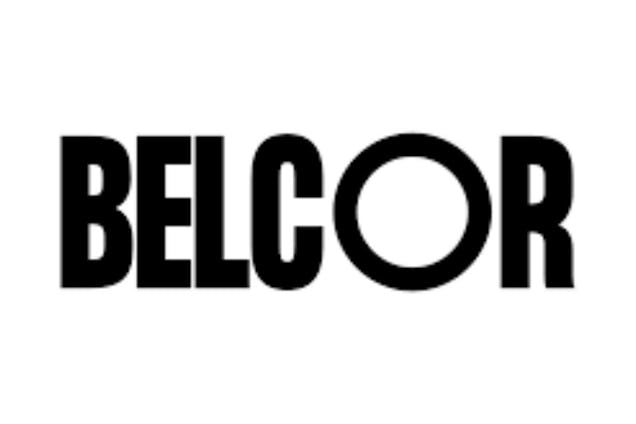 Belcor logo, featuring the brand name in bold, condensed black capital letters with a perfectly circular "O."