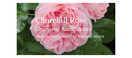 A rose and the Churchill Rose logo over the top