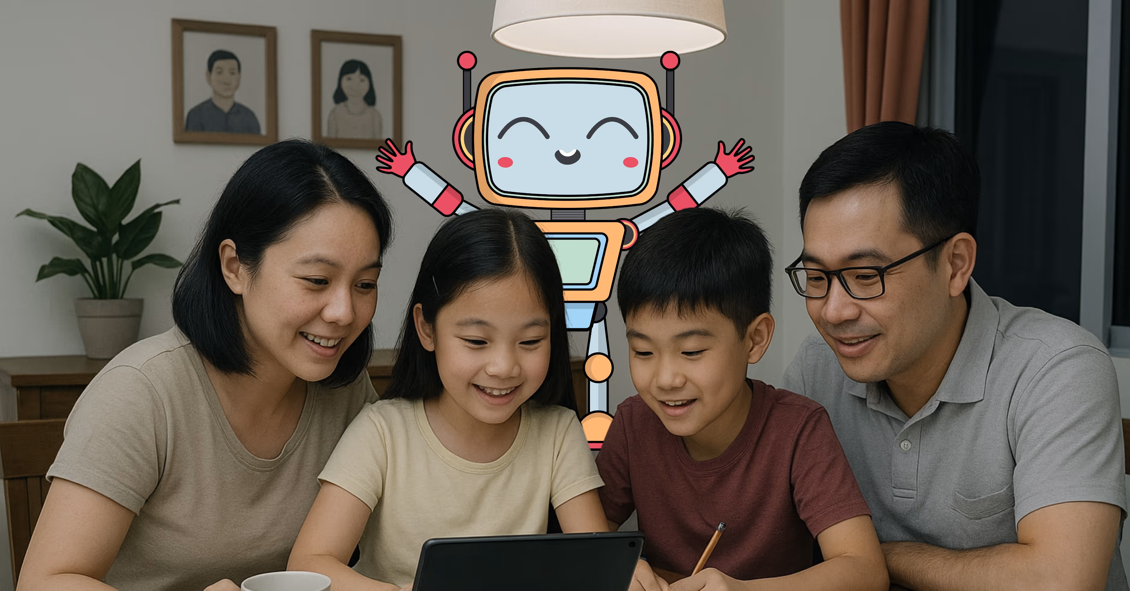 Parents helping their children prepare for PSLE English using Luminee Learning