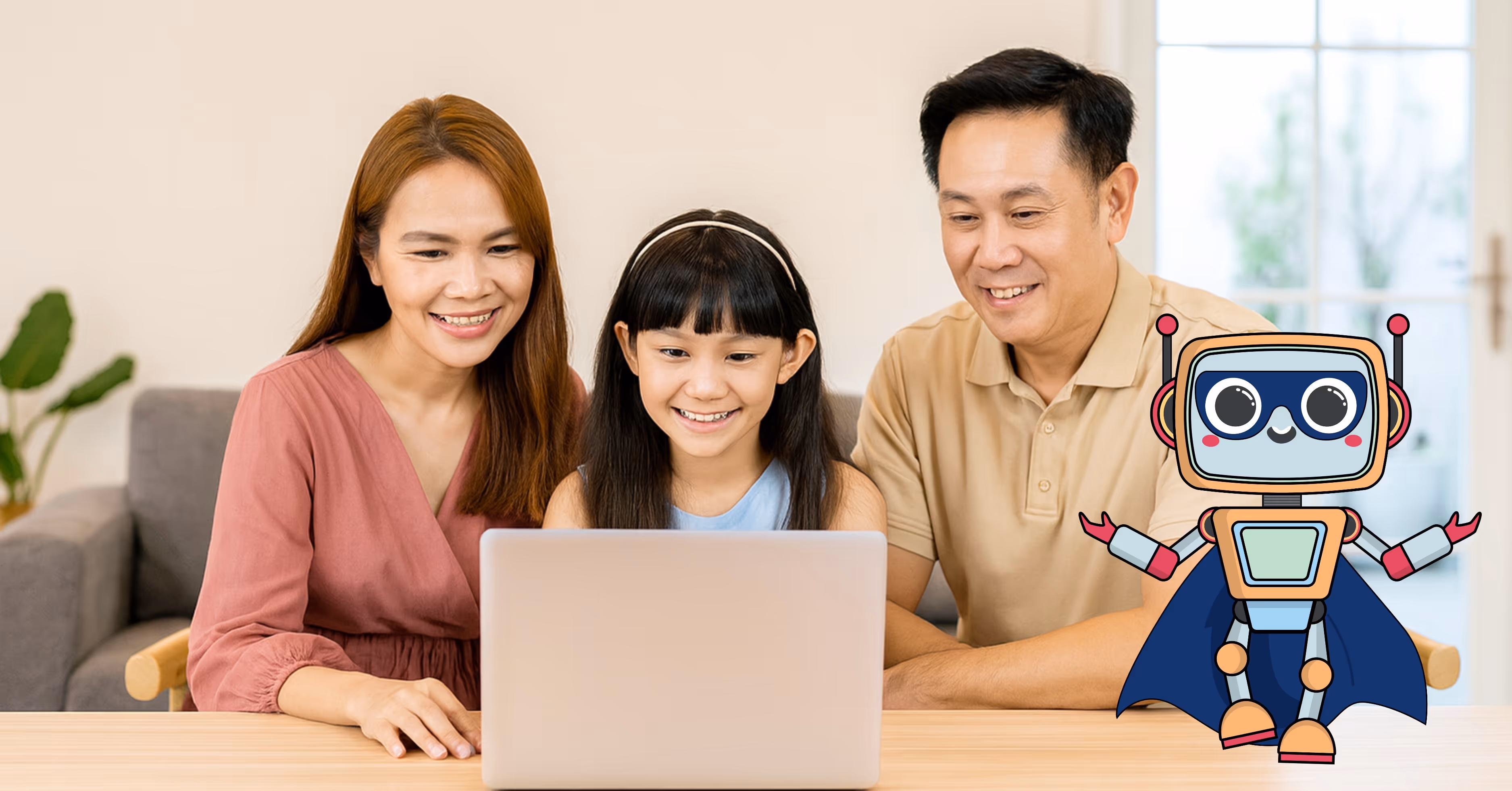 Family revising together for 15 minutes using Luminee's platform to get a boost in exam grades.