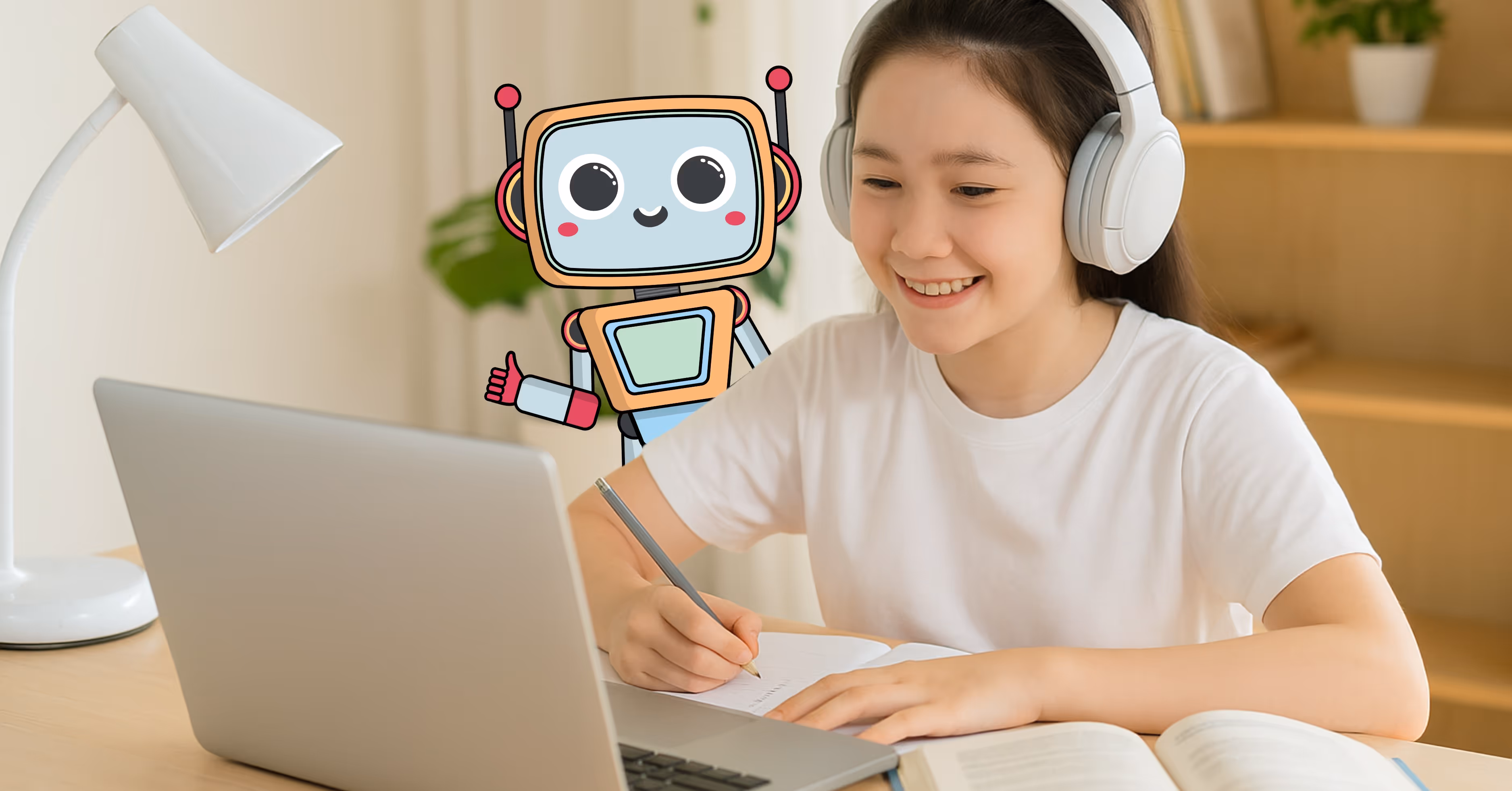 Student practising PSLE English Listening Comprehension with Luminee Learning platform audio exercises.