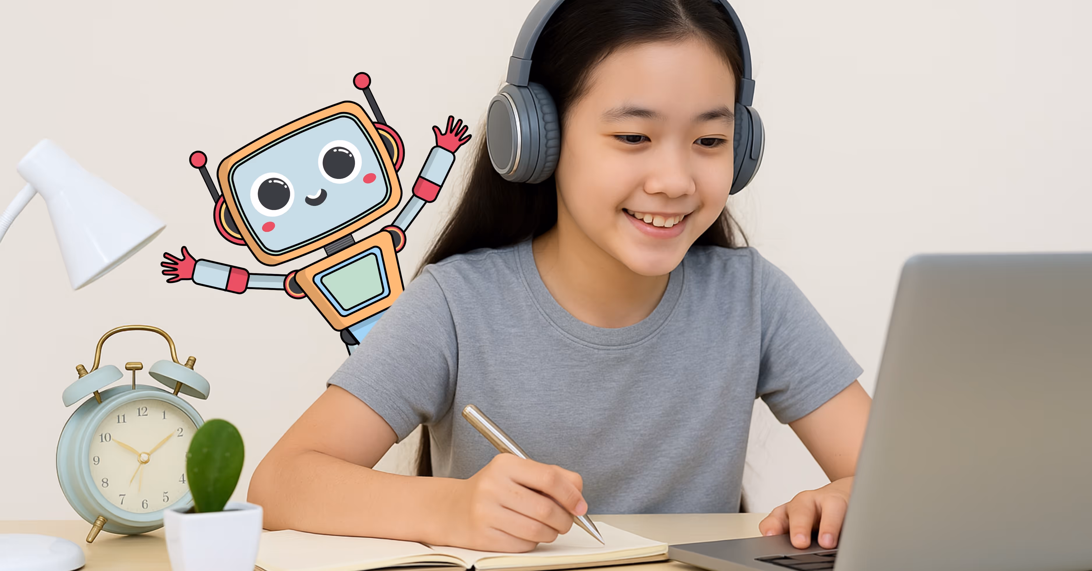 Primary student practising PSLE 2025 English Oral Communication with AI feedback on Luminee Learning platform.