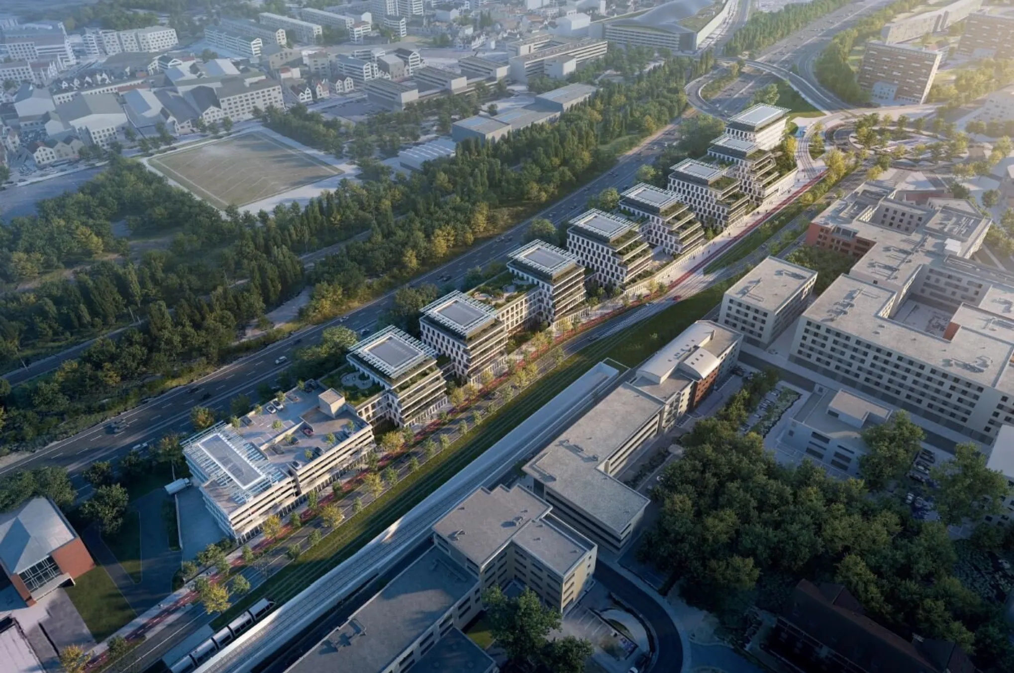 Photo aérienne d'une zone administrative à Lille