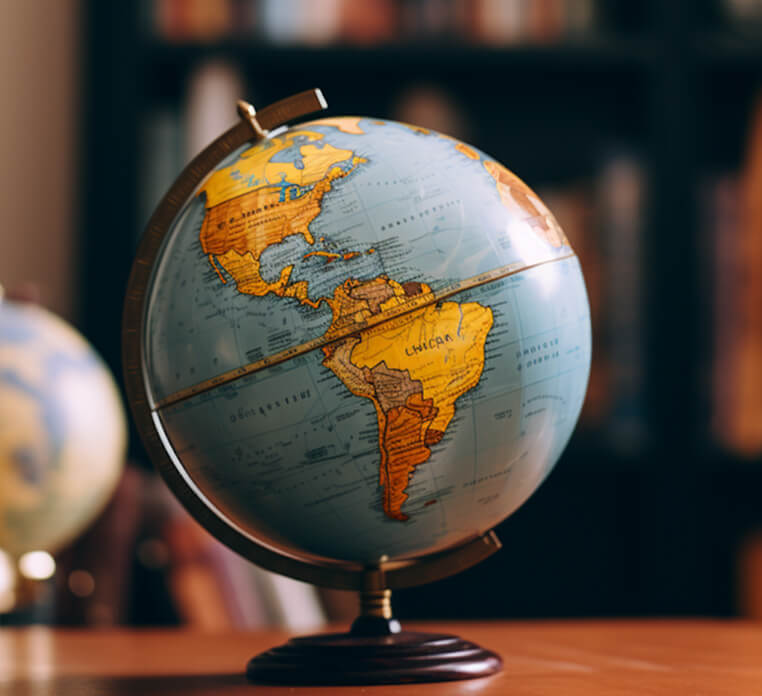 Desk globe focus on western hemisphere