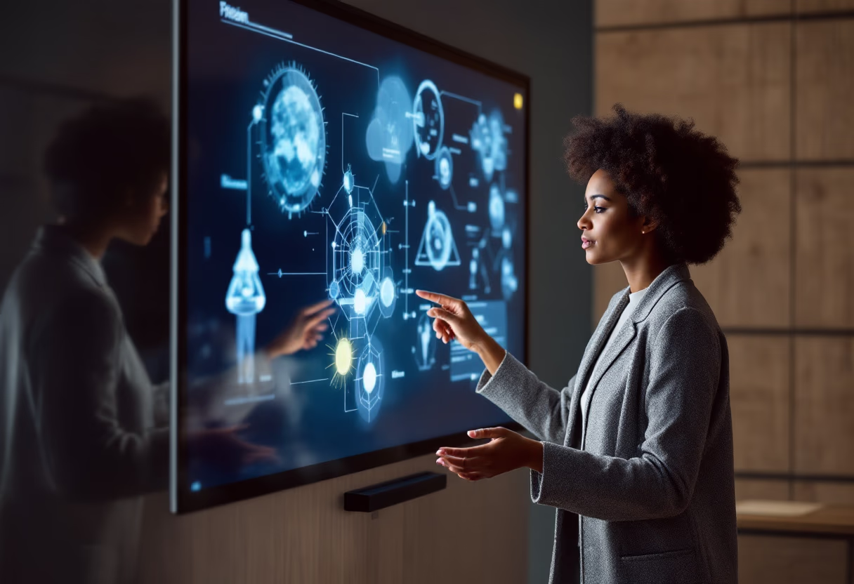 image of teacher using a smartboard (for edtech)