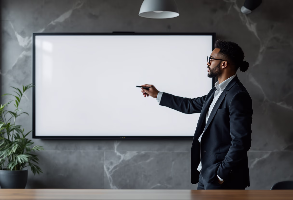 image of teacher using a smartboard (for edtech)