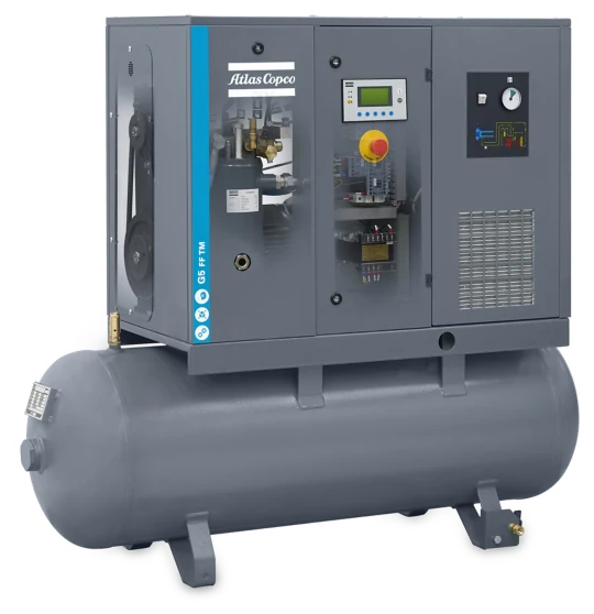 Atlas Copco G5 tank-mounted rotary screw compressor