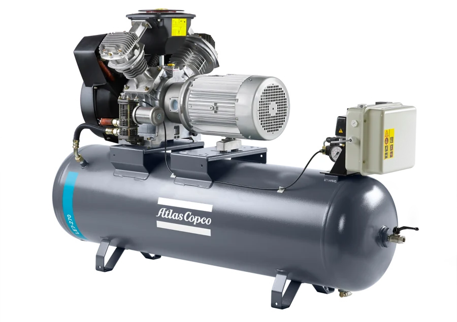 Atlas Copco LE7 receiver-mounted piston compressor