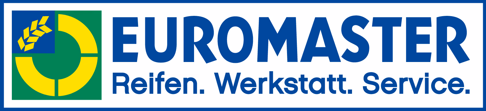 Logo of the partner company EUROMASTER – tires, workshop, service.