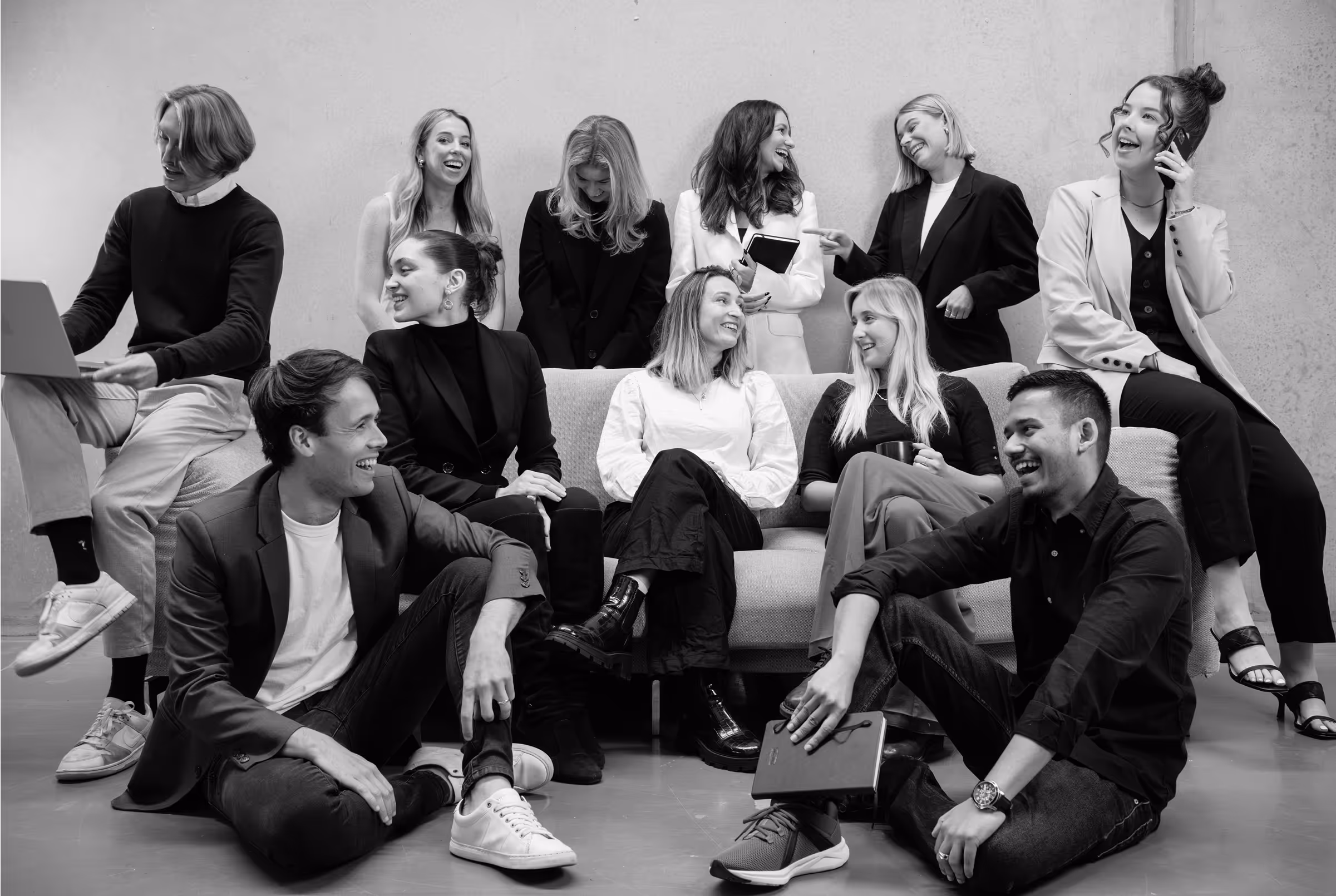 a group of people sitting on a couch