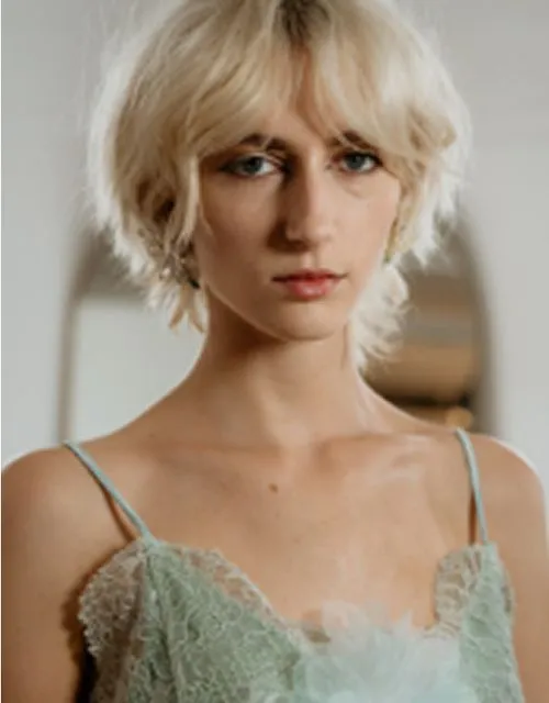 a woman with blonde hair