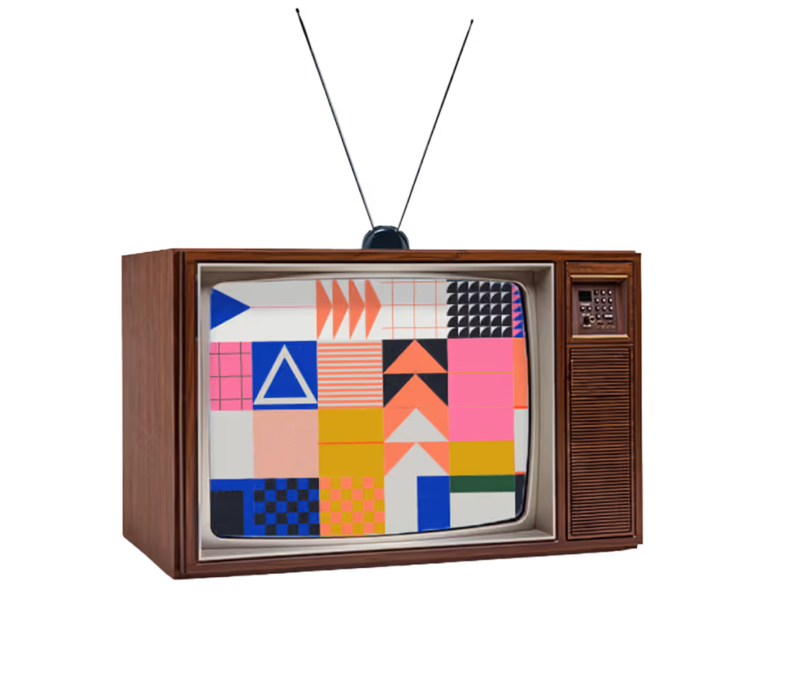 a television with a colorful pattern on the screen