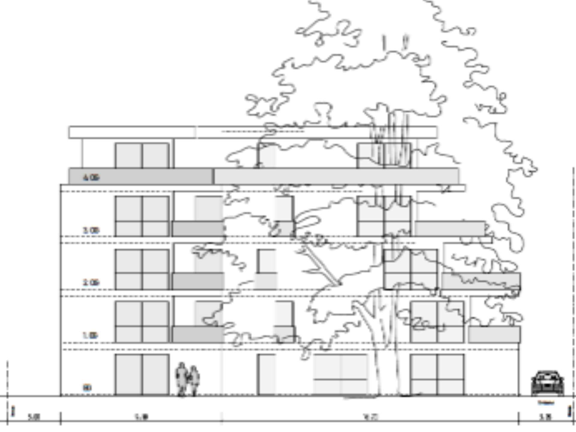 Zeichnung Westfassade