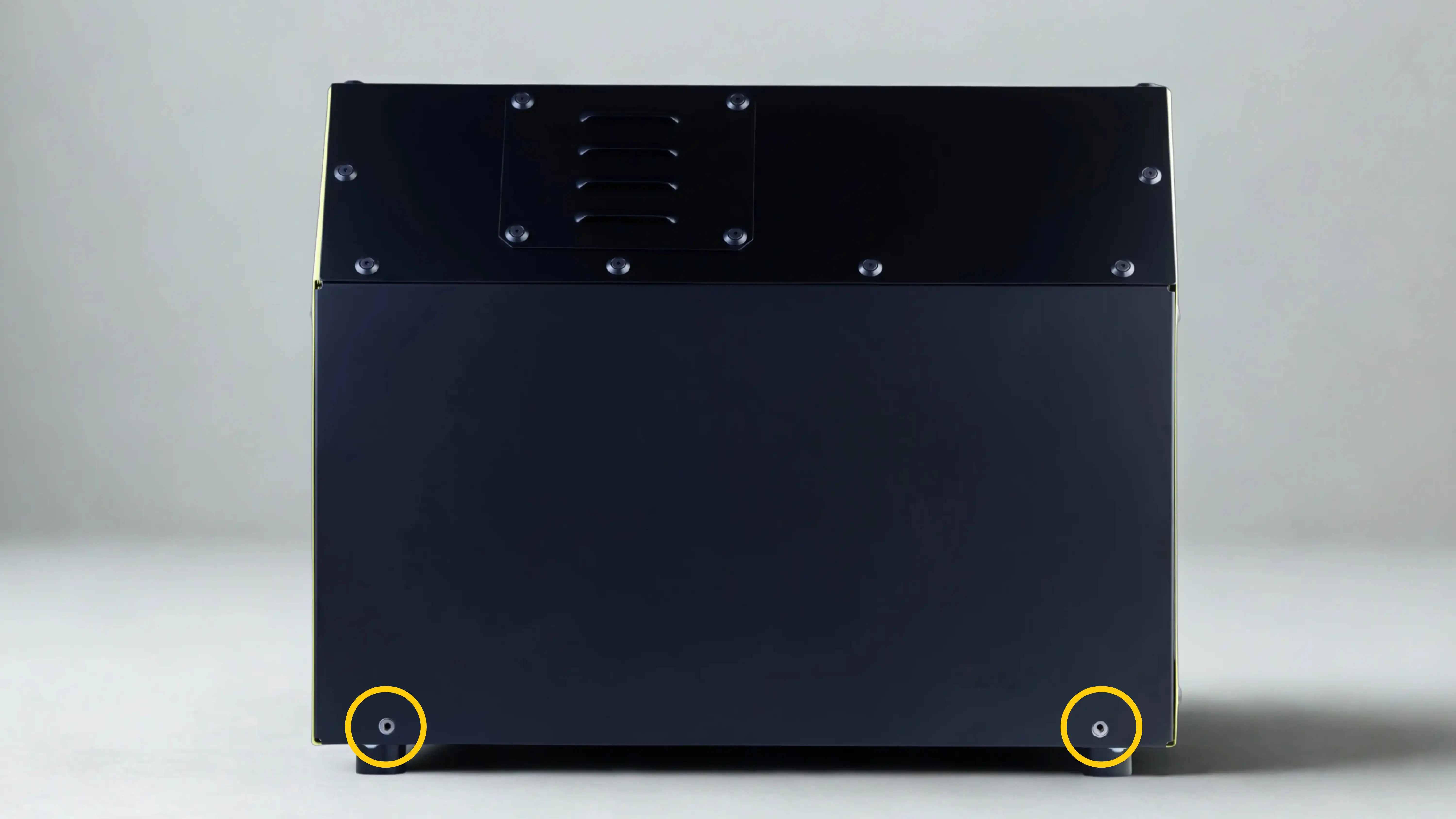Left side view of the INERGIO Mini fuel cell system showing the black housing and top ventilation panel.