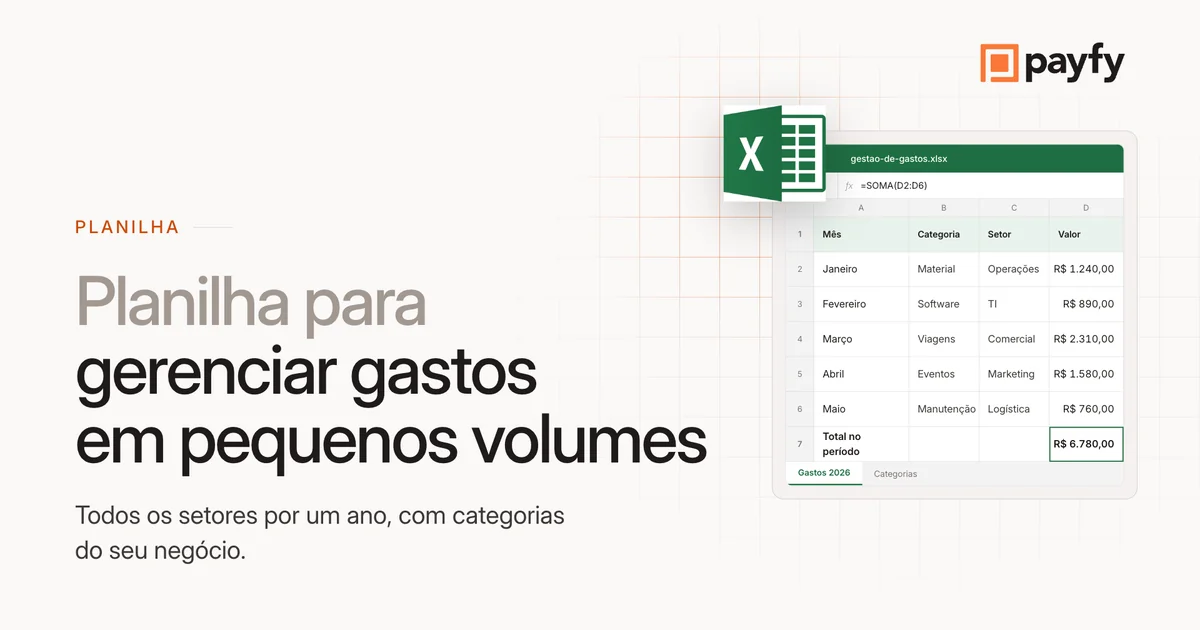 Capa de Planilha de controle de gastos empresariais