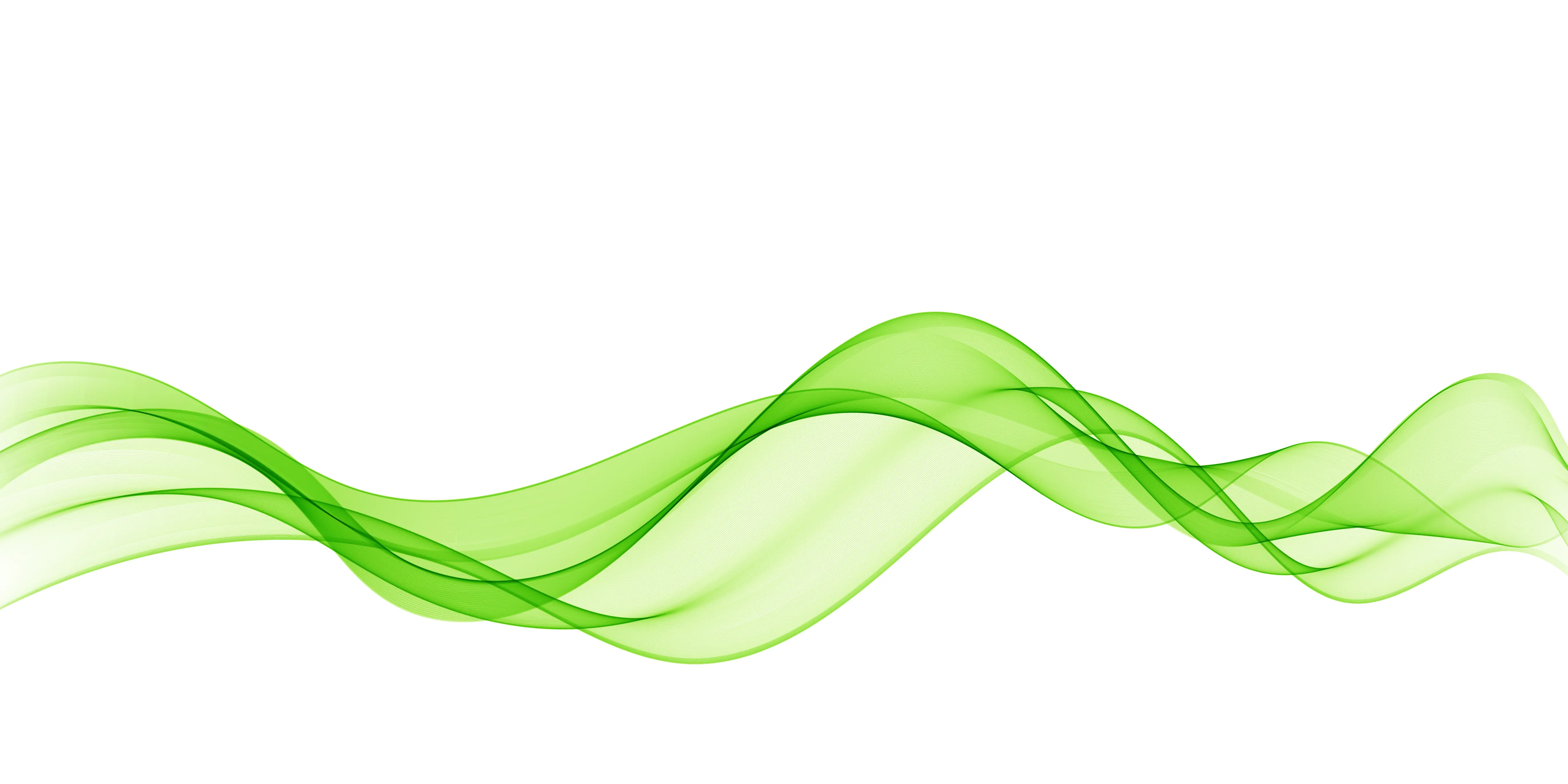 A green wave of smoke on a white background.