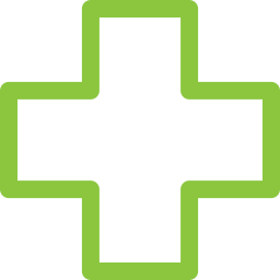 A green cross on a black background.