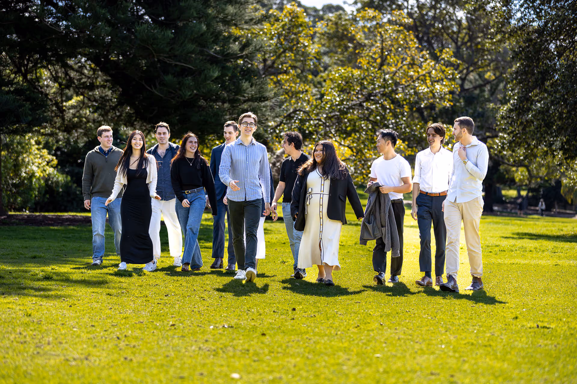 The NSW Young Liberal Executive, Led by Cooper R Gannon, Walking through a garden.