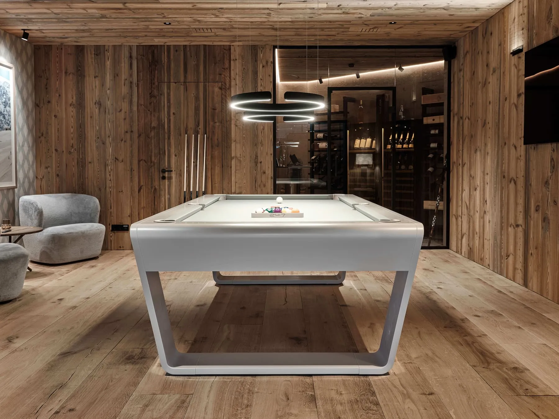 Luxury design pool table for modern interiors – installed in contemporary interior setting