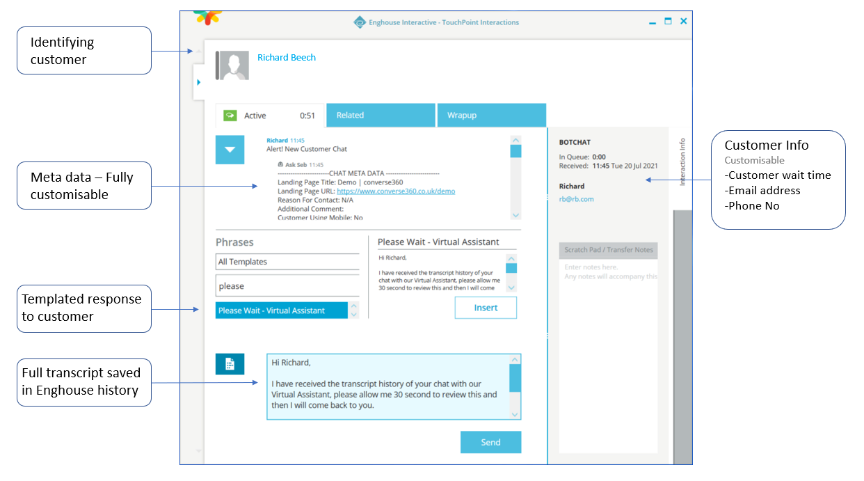 conversational ai assistant enghouse hand off