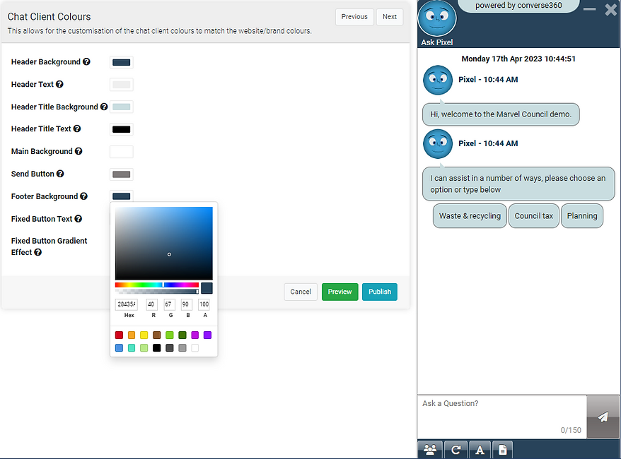 AI Chat client designer