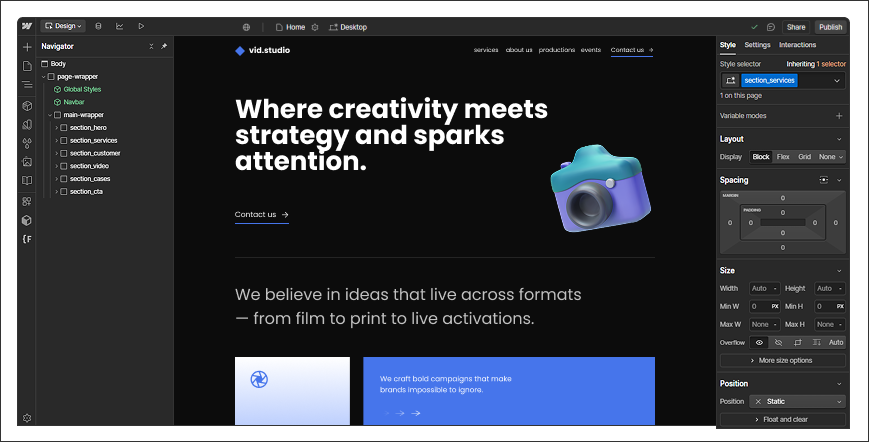 interface webflow