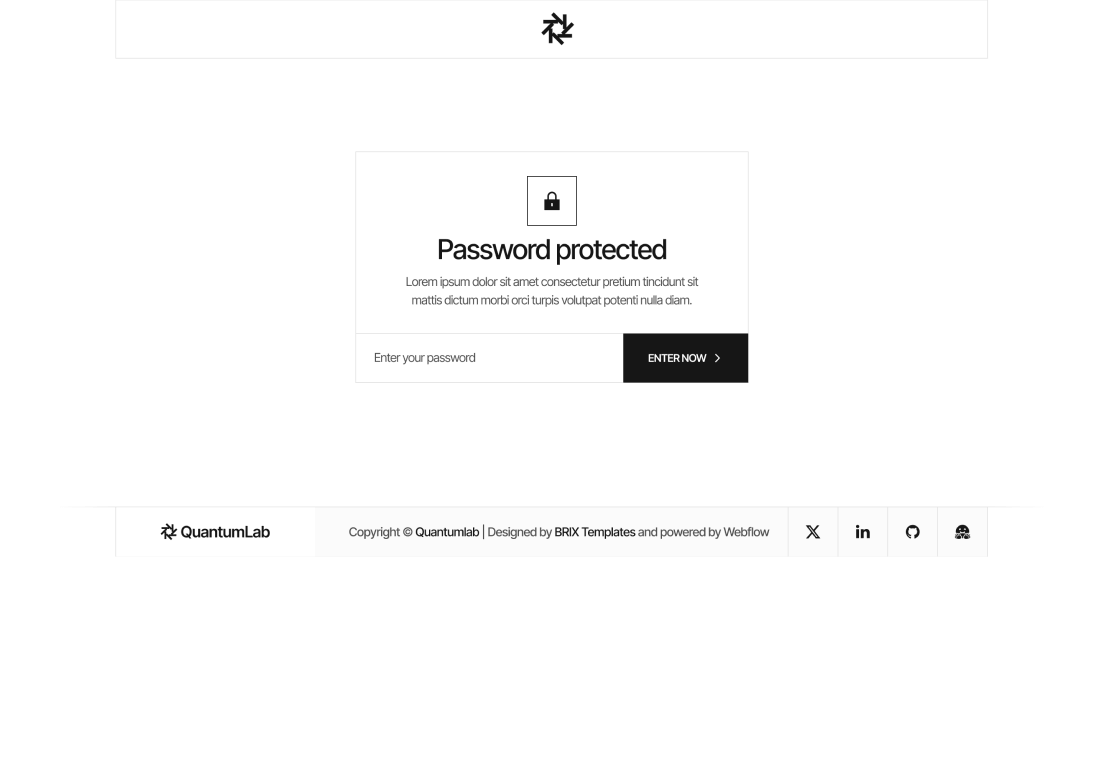 Password Protected Page - Quantum | Webflow Template
