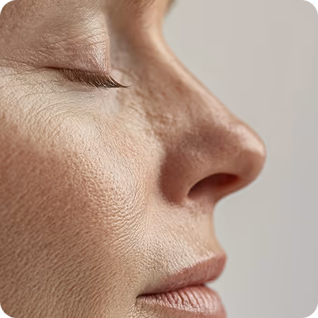 Profil d’une femme mature, peau naturelle, lumière douce