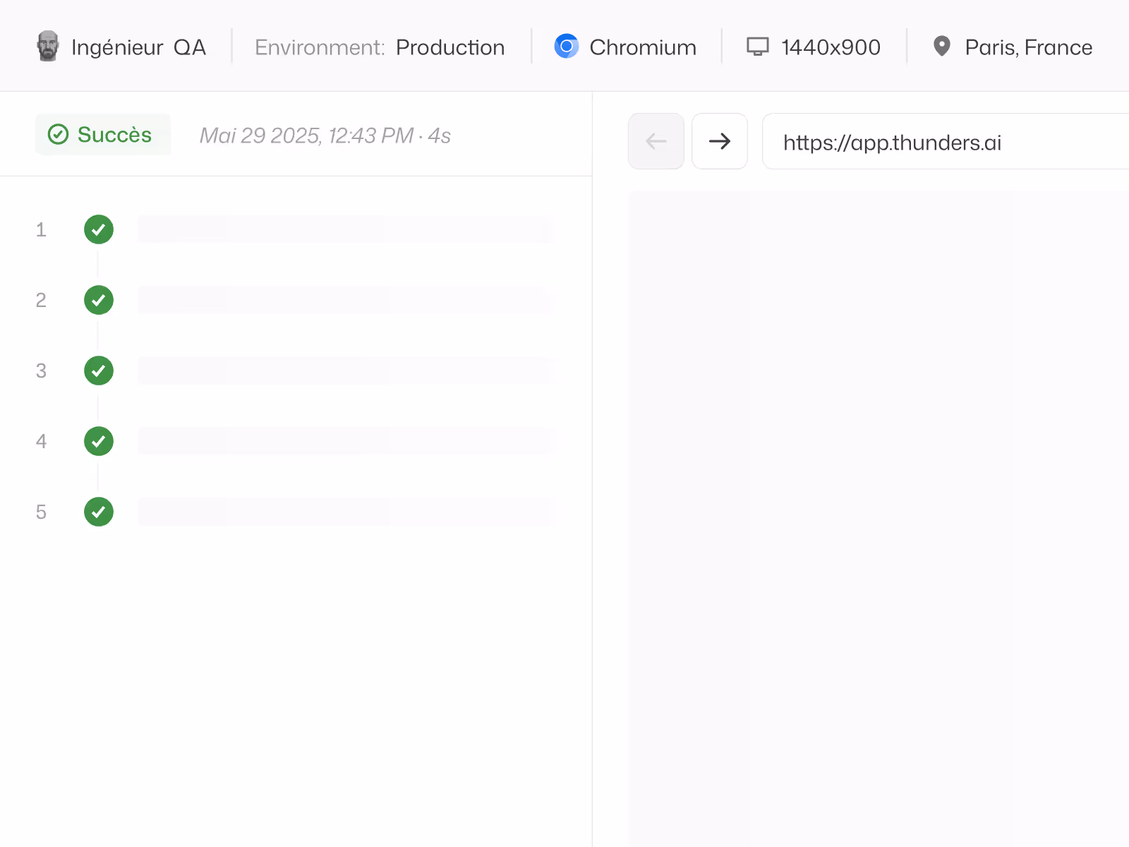 Vue d'exécution du test