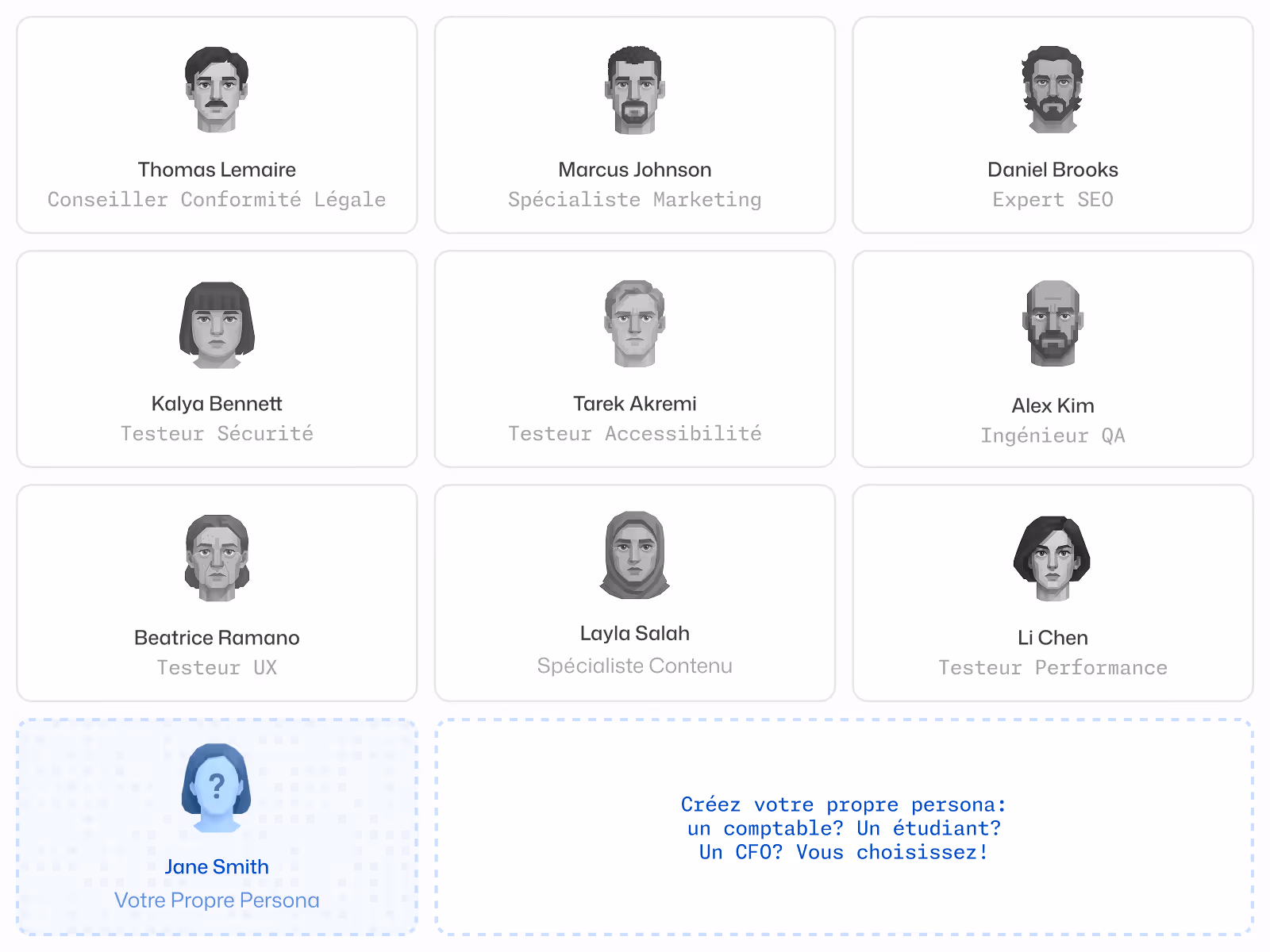 Catalogue des persona IA