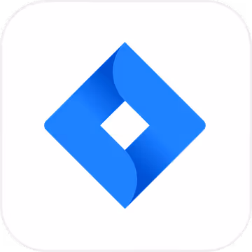 Blue diamond-shaped Jira software logo on white background.