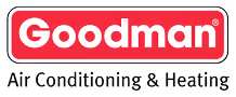 Goodman logo featuring air conditioning and heating services.