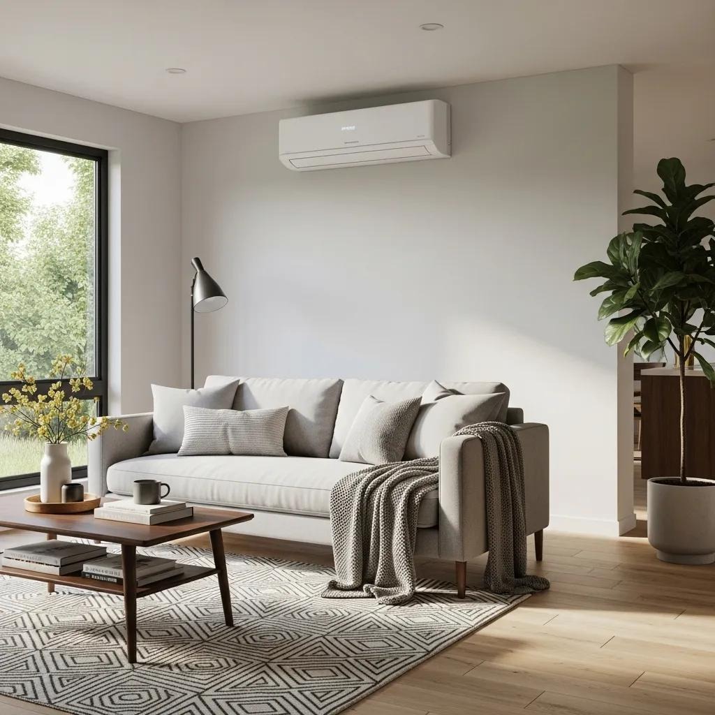 Modern HVAC system in a stylish living room enhancing home comfort