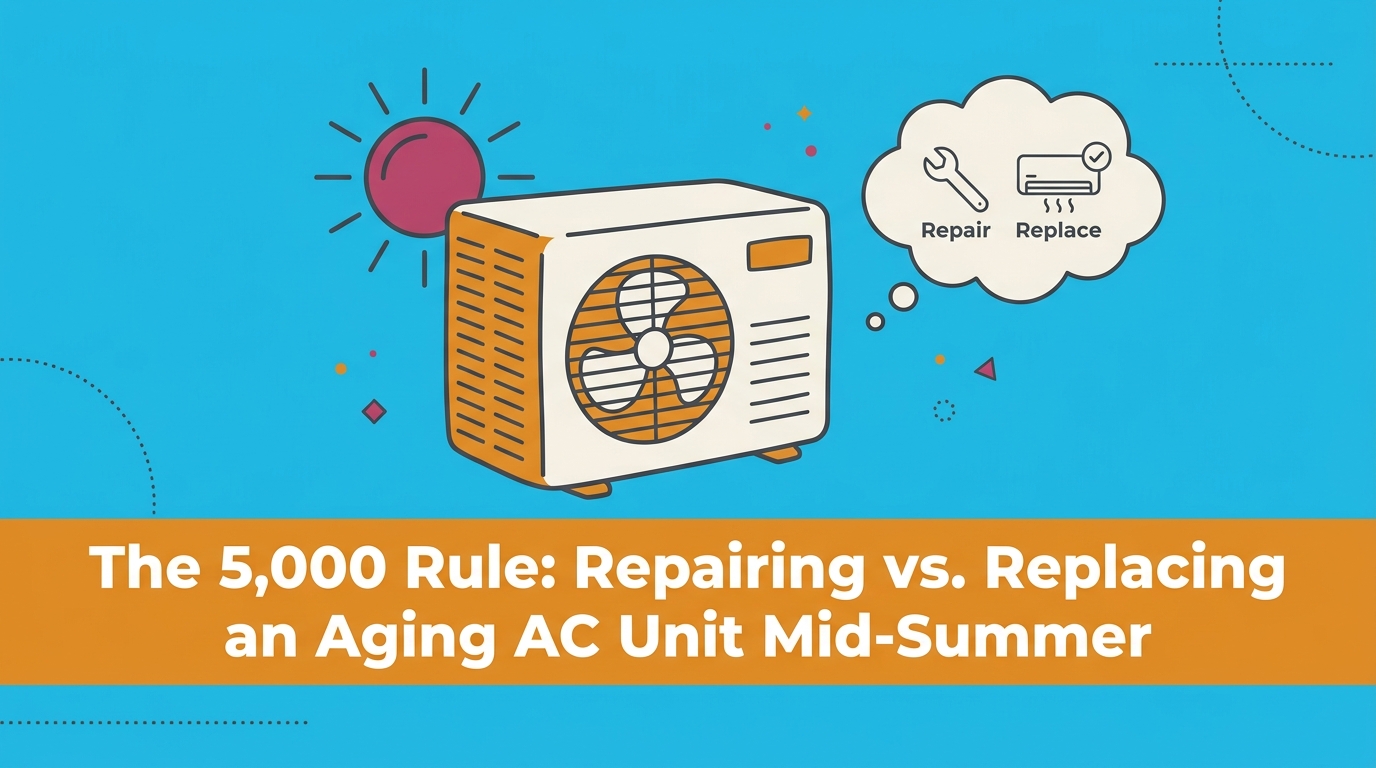 The 5,000 Rule: Repairing vs. Replacing an Aging AC Unit Mid-Summer — featured image