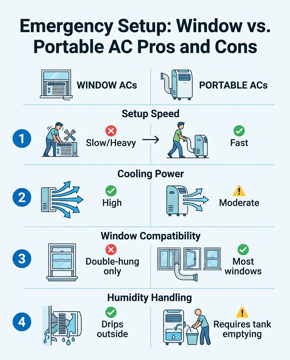 Emergency Setup: Window vs. Portable AC Pros and Cons