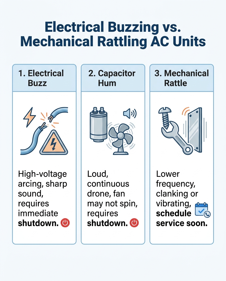 Electrical Buzzing vs. Mechanical Rattling in AC Units