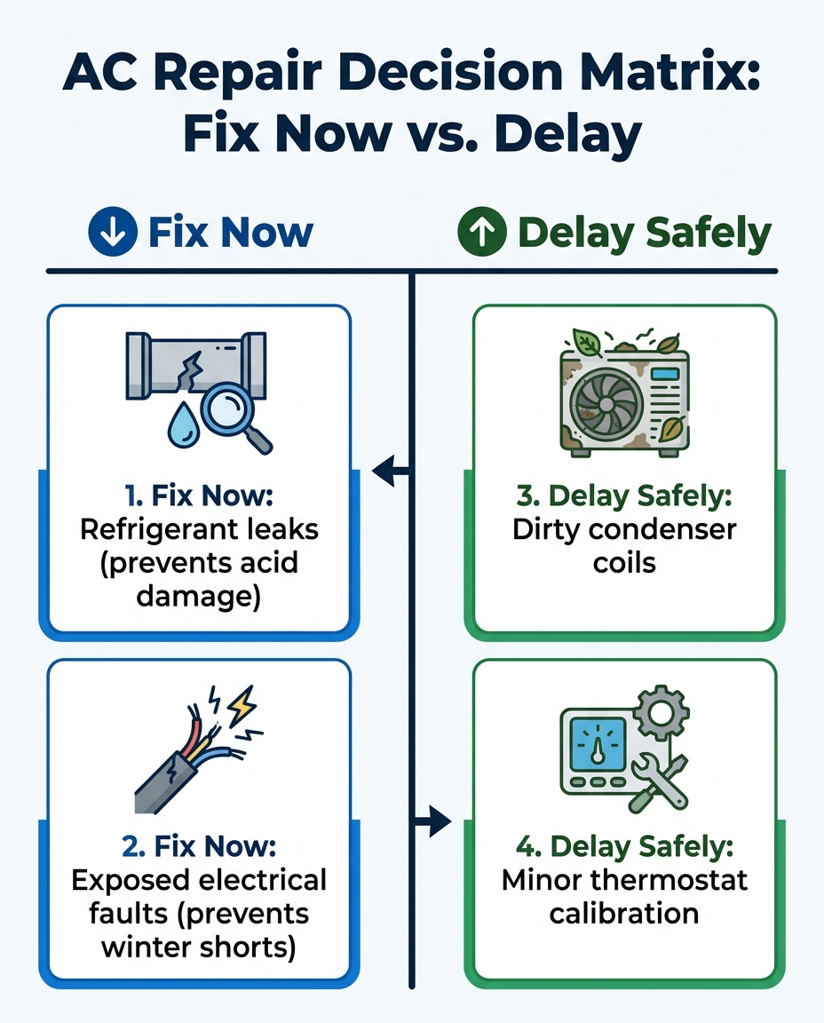 AC Repair Decision Matrix: Fix Now vs. Delay