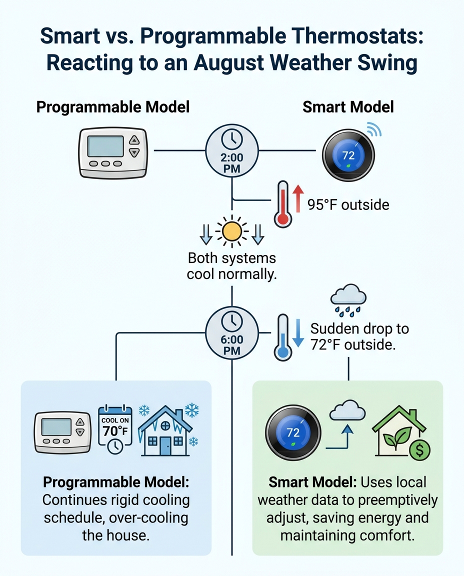 Smart vs. Programmable Thermostats: Reacting to an August Weather Swing