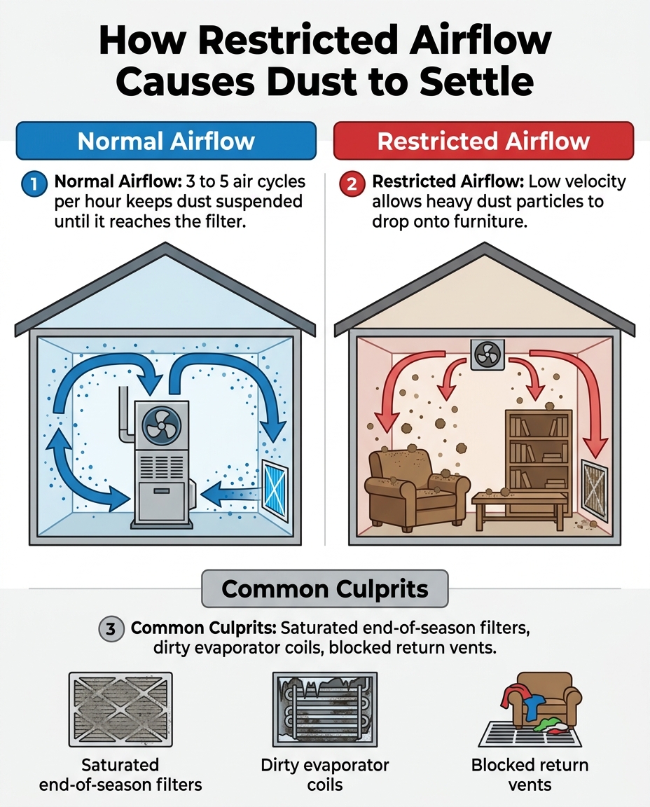 How Restricted Airflow Causes Dust to Settle