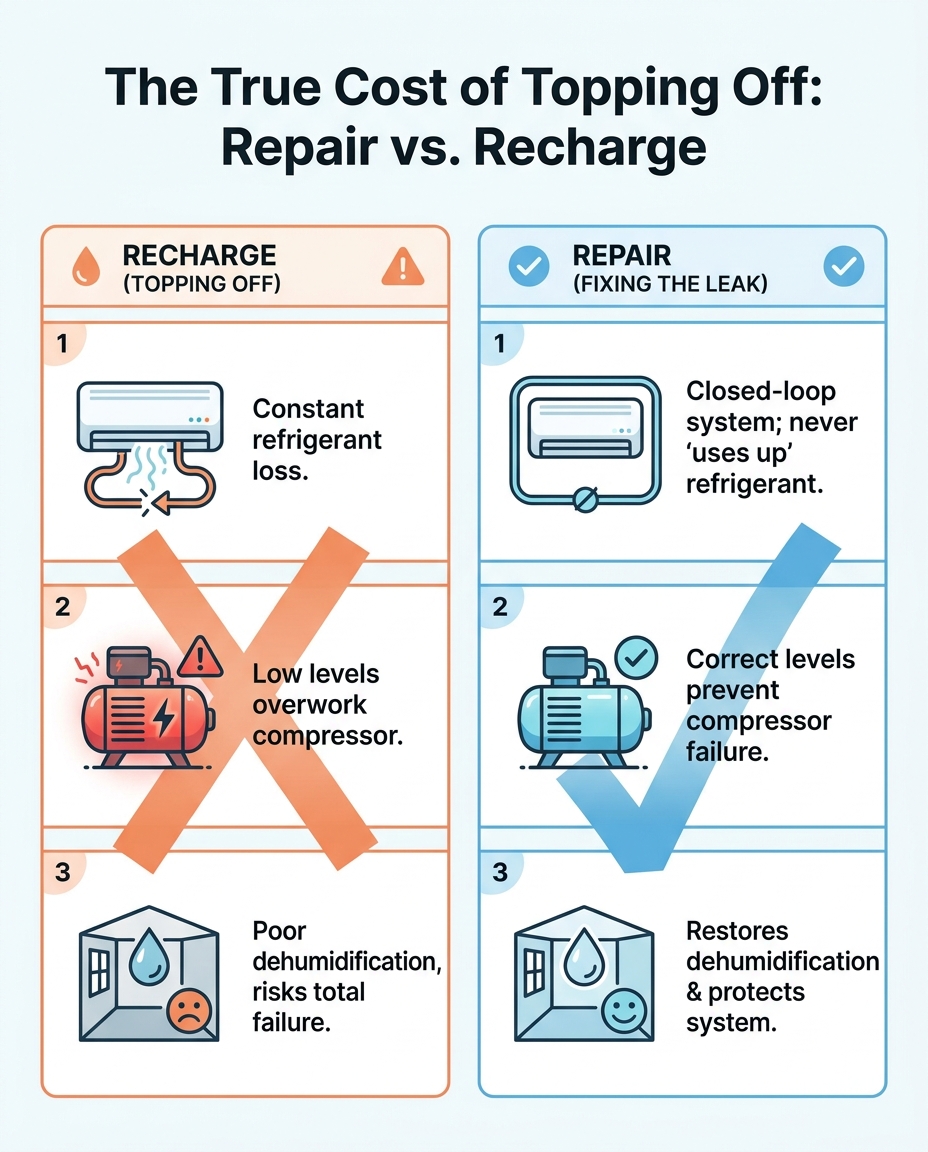 The True Cost of Topping Off: Repair vs. Recharge